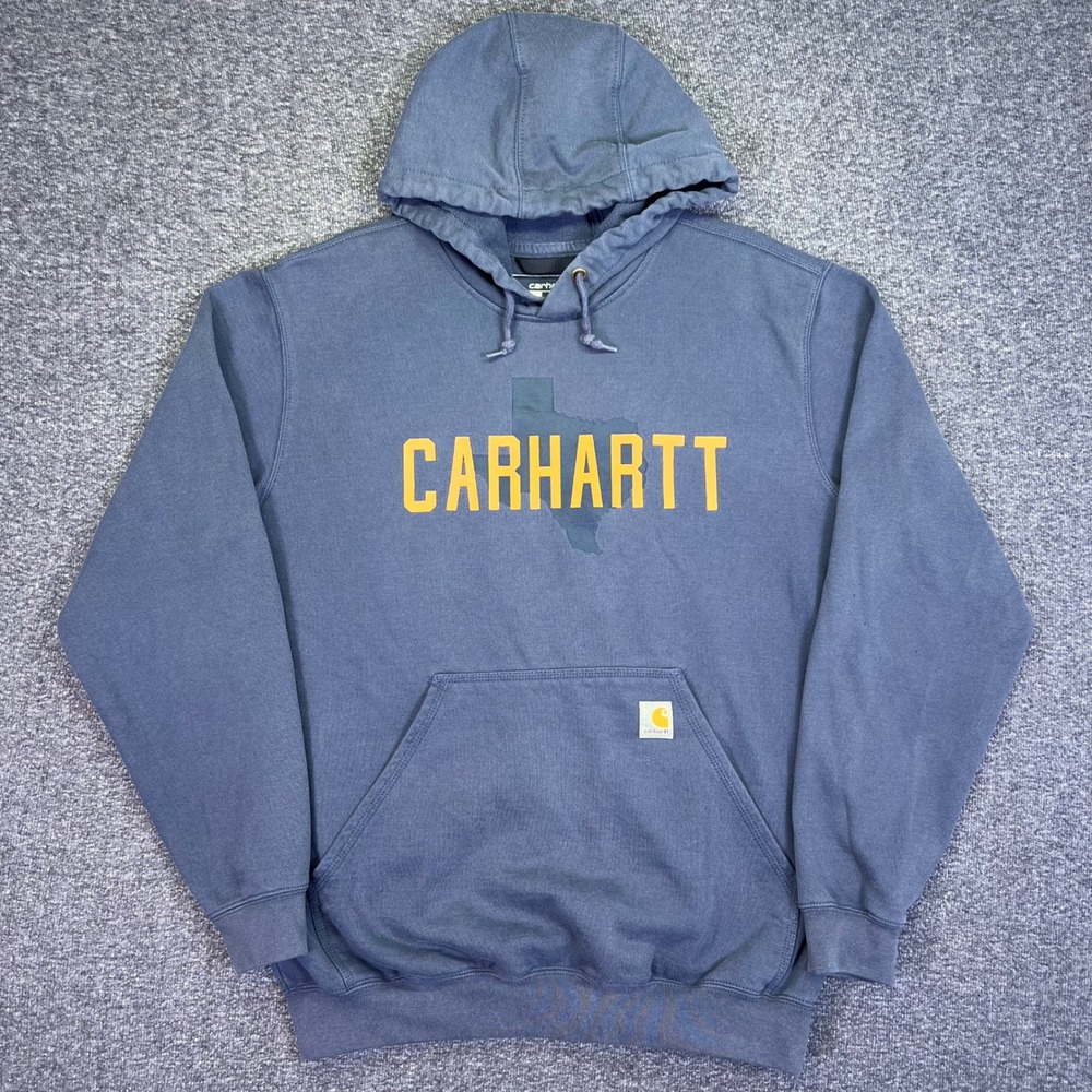 Carhartt Hoodie Mens M Gray Texas Oil Loose Workwear Sweatshirt Western Pullover